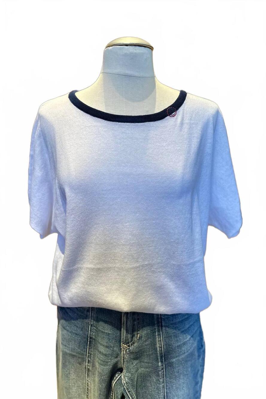 NEW JUST MADISON women's heart sweater oversized tee in white
